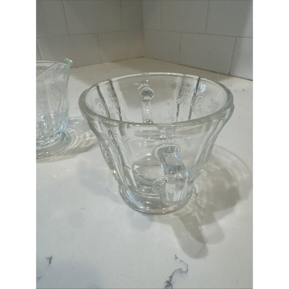 Madrid Clear Depression Glass Creamer & Sugar Federal Glass Company Vintage - Picture 6 of 15